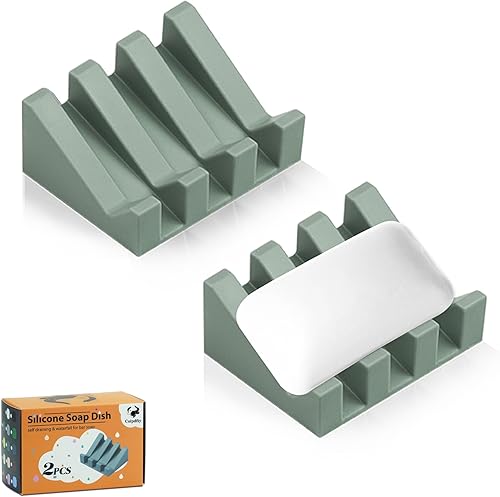 Miniatura 8 de Jaboneras de silicona con Drianage, soporte para jabón en barra y ahorro de cascada autodrenante para mantener tu barra de jabón organizada y limpia