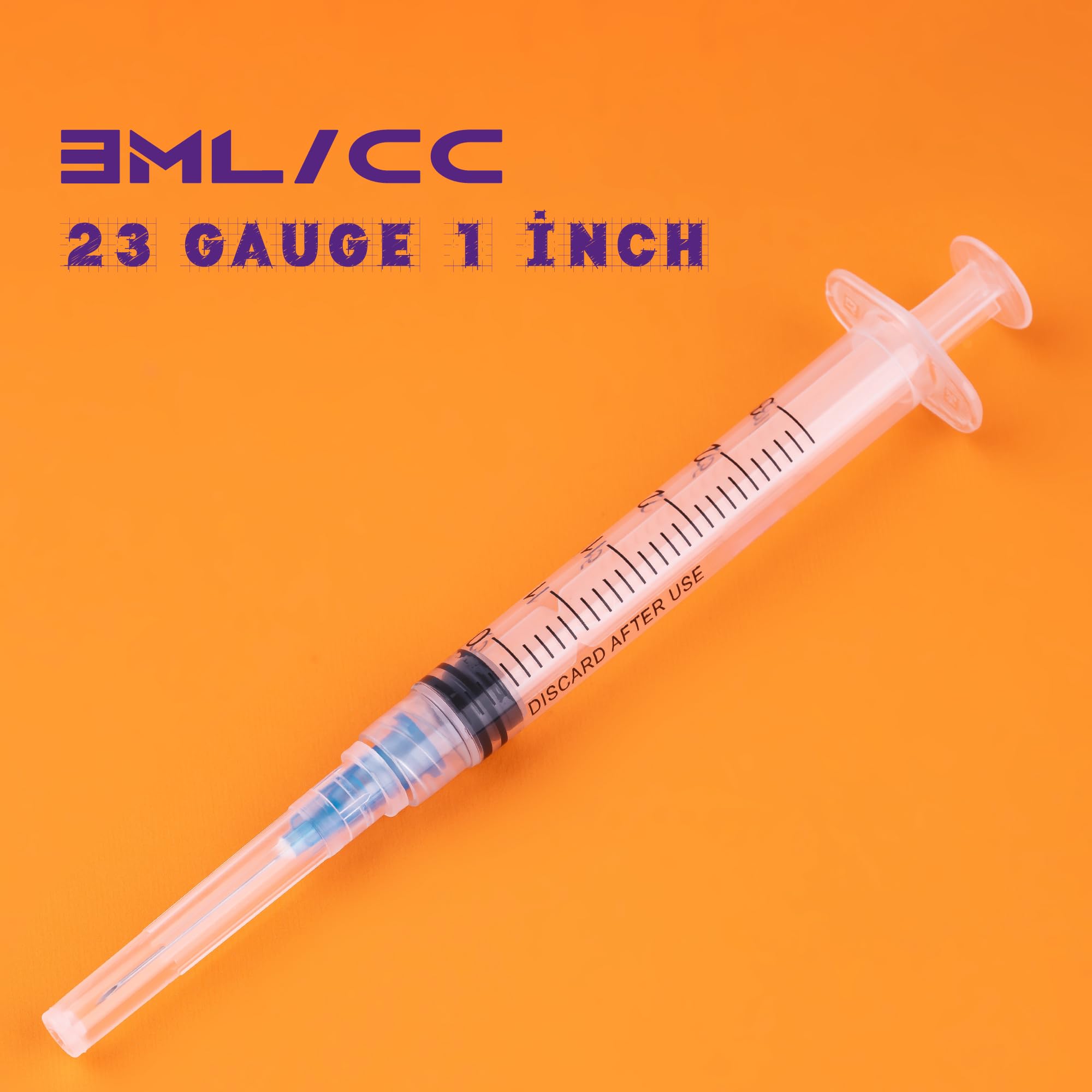 3ml Syringes with 23G 1 Inch Needles Luer Lock Disposable Syringe for Liquids, Individually Wrapped, Pack of 50 — Amazon image 2