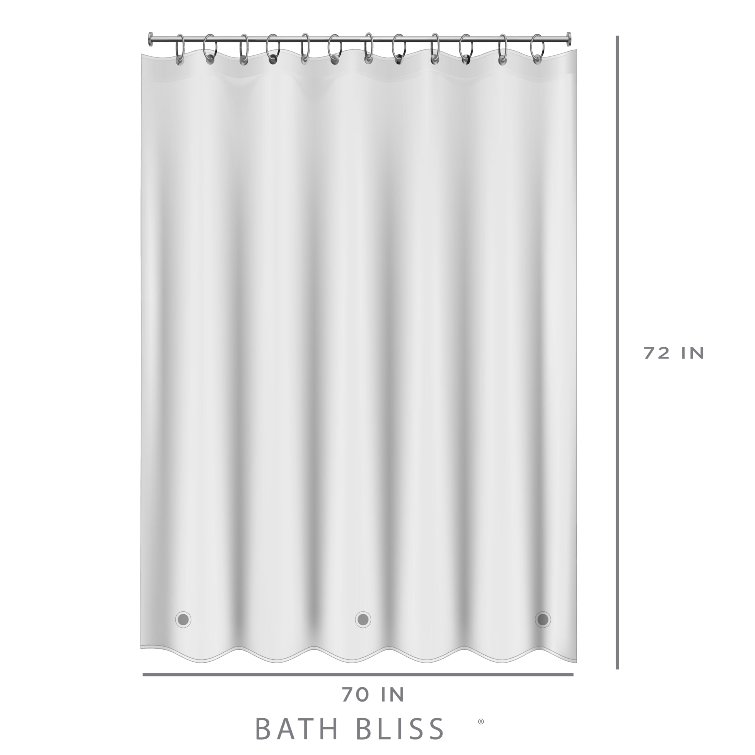 Bath Bliss Forro de Cortina de Ducha Premium para Hotel, 12 Ojales de Metal, Resistente al Moho, 3 dobladillos magnéticos, x 182,88 cm, Transparente