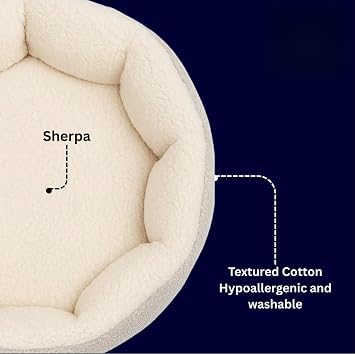 Snuggle Circle Pet Bed – Cozy Plush Dog & Cat Bed with Sherpa Lining, Non-Slip Base, Machine Washable (57×52×18/70×65×18) (Medium (57×52×18))