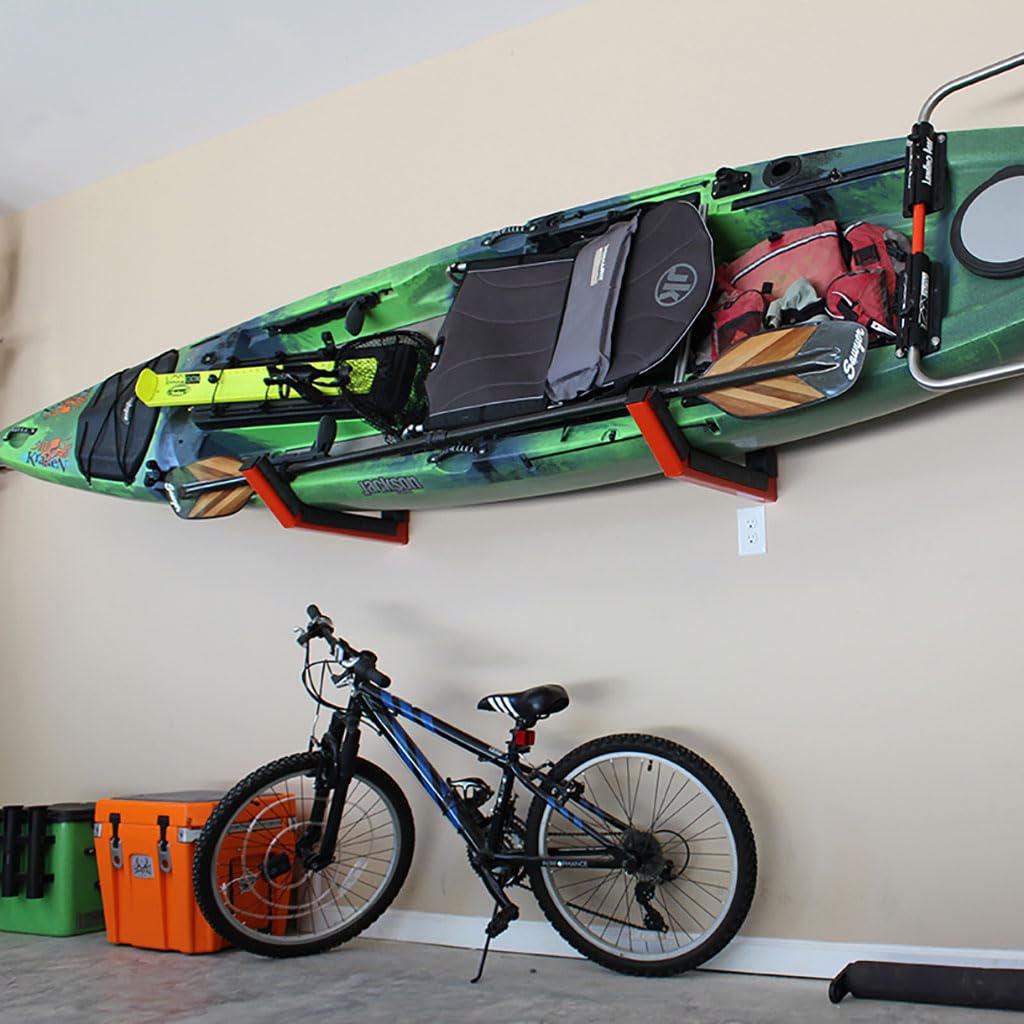 Boonedox Kurl TIG-Welded Thick-Walled Aluminum Kayak Rack for Garage (Orange)