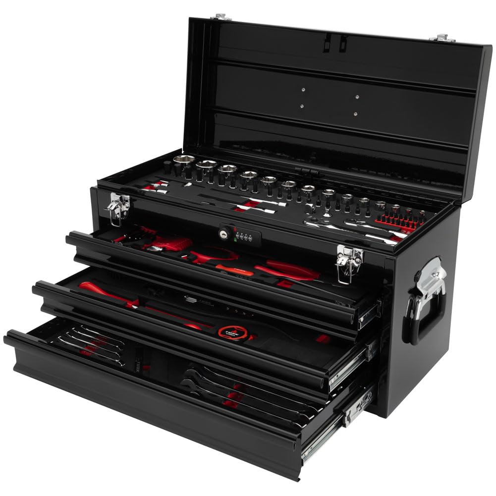 TUSK Tool Box with Tools EVA Foam Cut Outs and 129-Piece Tool Set