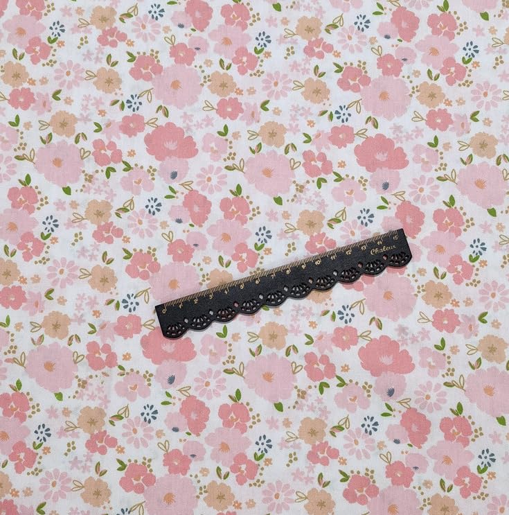 Image of Cotton Fabric DIY Making Supplies Quilting Patchwork Fabric Fat Quarter Bundles DIY for Quilting Cotton Patchwork Cushions (Pink Flowers, 20 inch x 20 inch)