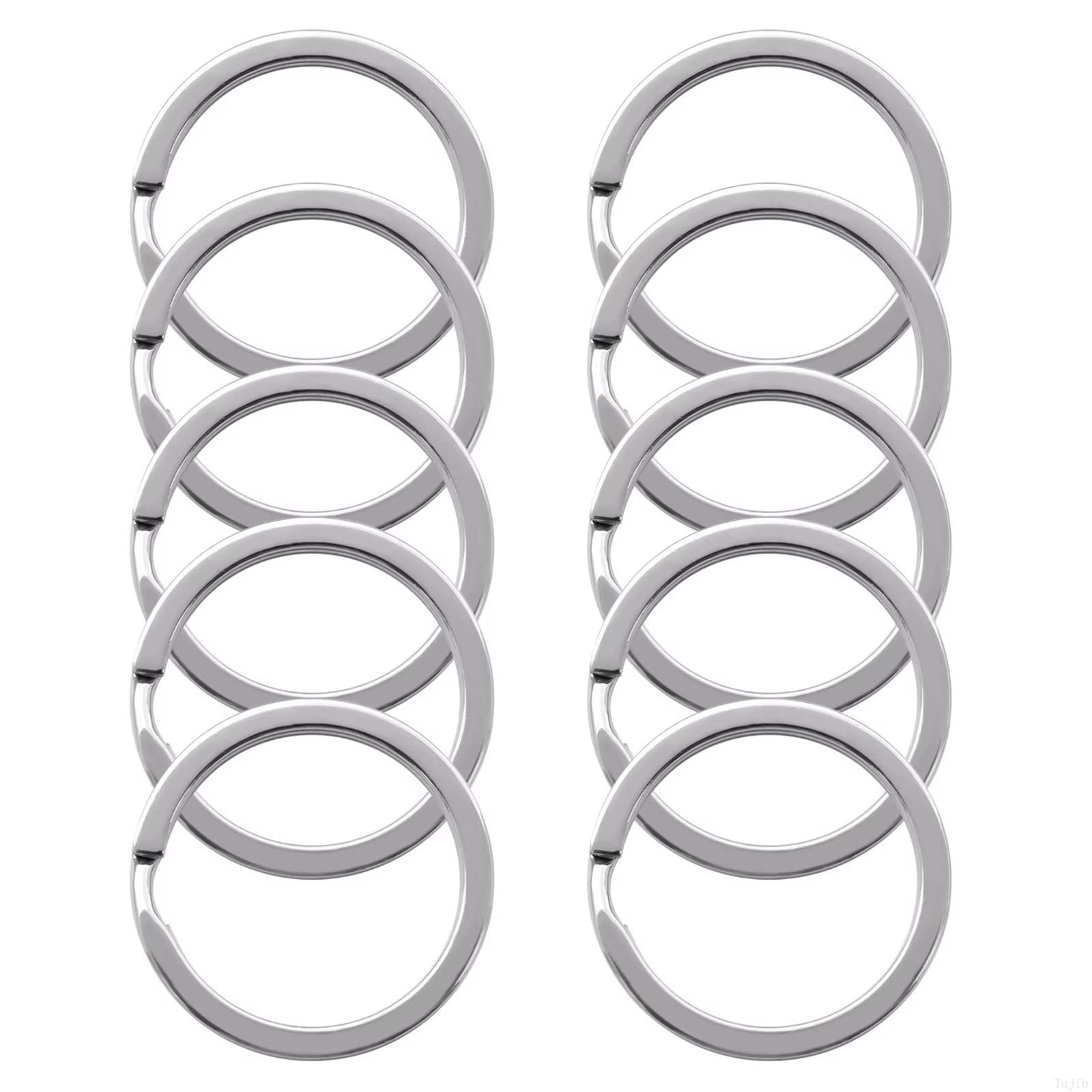 TITECOUGO 30mm KeyRings Keychain Stainless Steel Flat Split