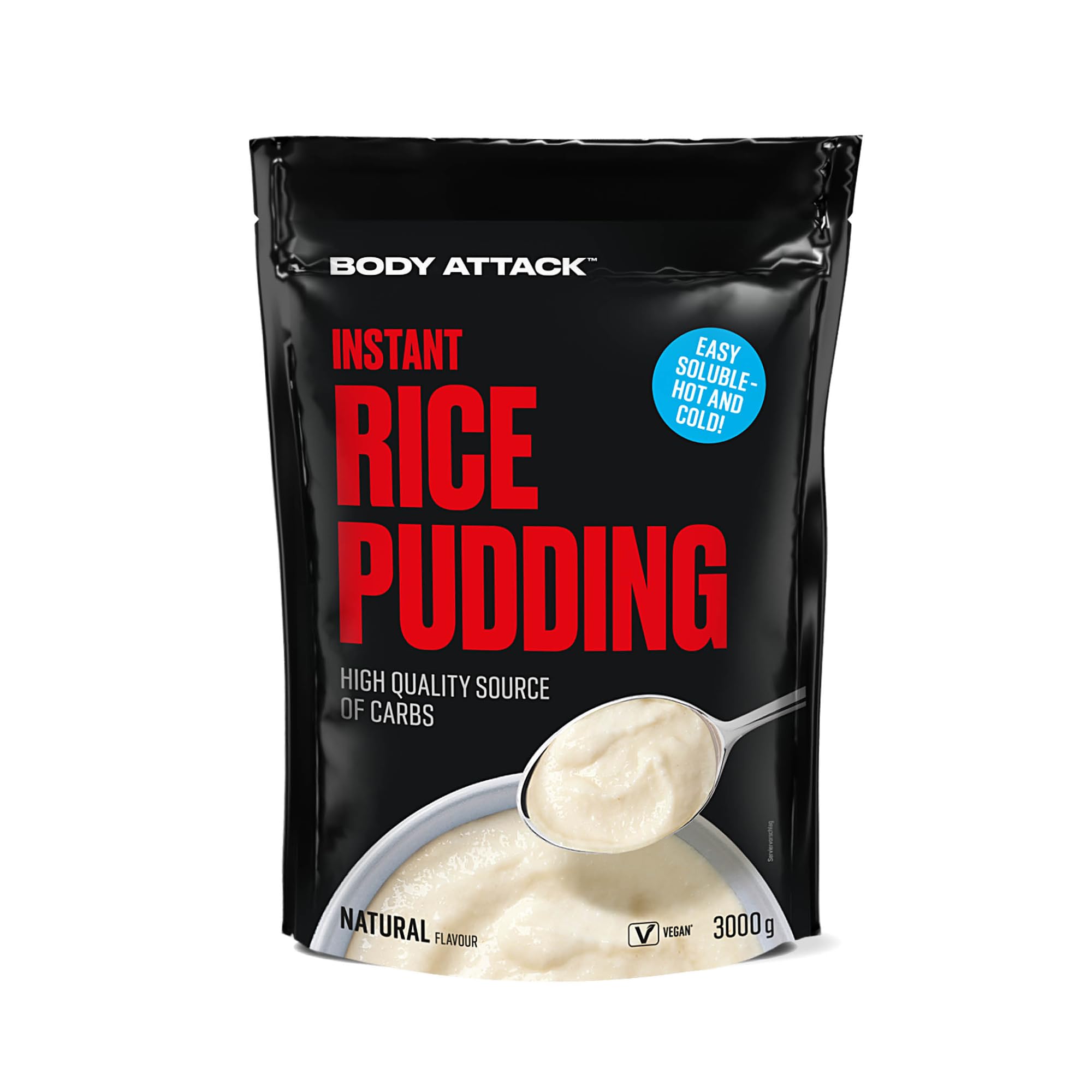 Body Attack Instant Rice Pudding Neutral, 3 kg - Veganer Reispudding für Frühstück & Pre-Workout Snack - Hochwertige Energiequelle dank komplexer Kohlenhydrate - leicht verdaulich