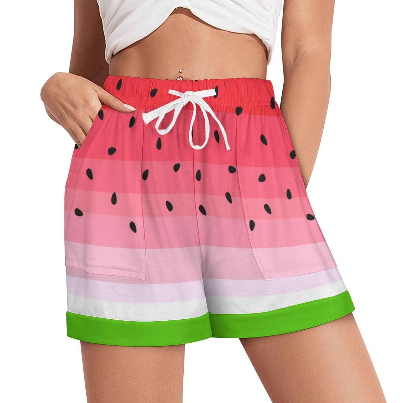 Ysidec Women Pajama Shorts Beach Casual Athletic High Waist Drawstring Shorts Sleepwear Soft Lounge Casual Pants S-3XL