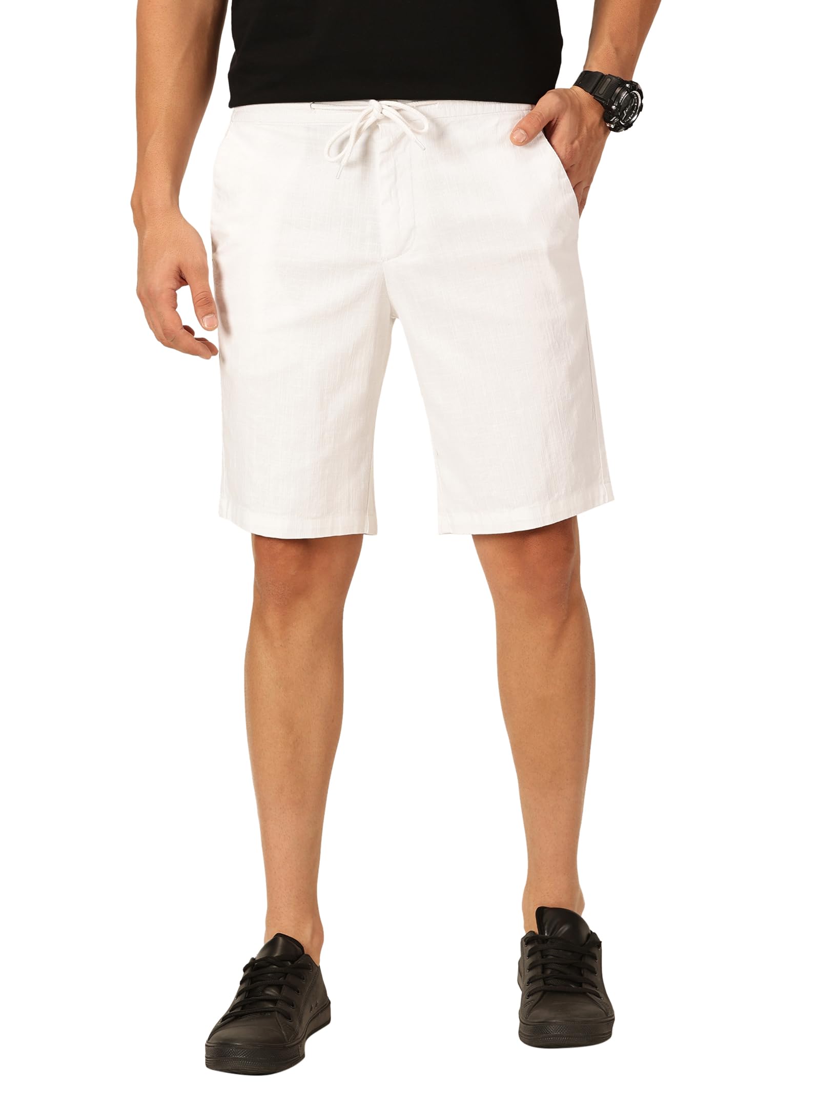 thomas scott Men's | Solid | Chino Shorts | Regular Fit | Linen Blend | Above Knee | Casual Short-picture-25