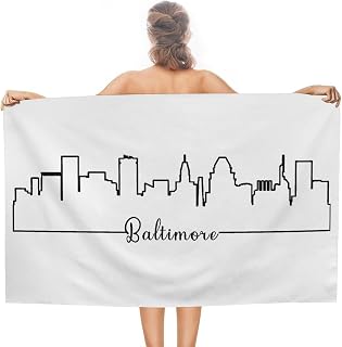 America Baltimore Beach Towel Soft 31x51 Inch Sand Free Cotton Hotel Yoga Spa Hot Tub Outside Towels Funny Contemporary City Landscape Adult Bath Towel Bridal Shower Gift Bridesmaid Gifts