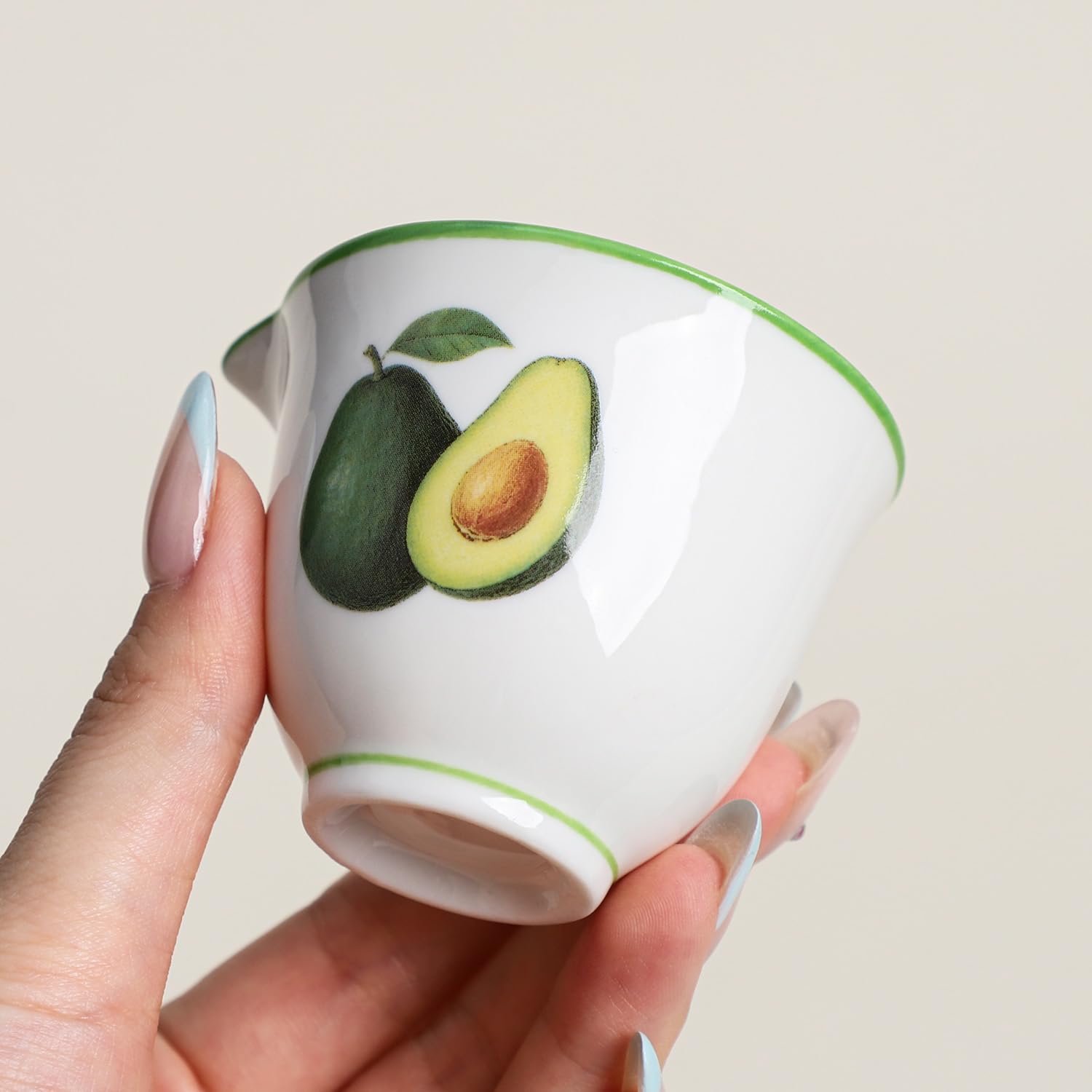 Sizikato Set di misurini in ceramica per cucinare e cuocere, set da 4 pezzi, simpatici motivi di frutta