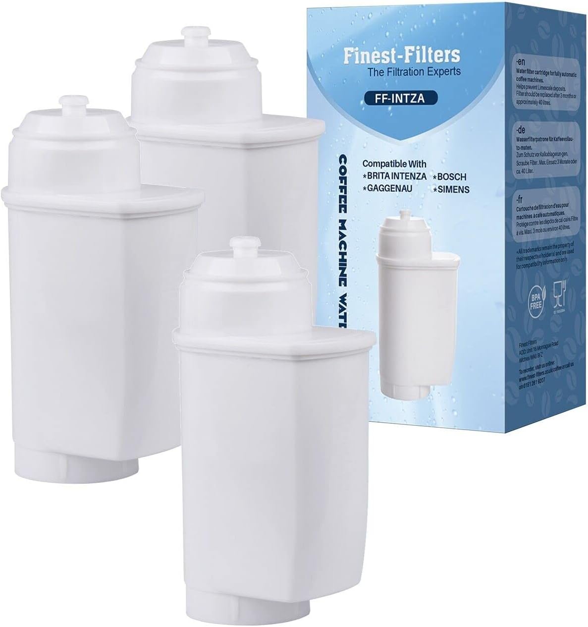 Wasserfilter für Brita Intenza, TÜV SÜD Certified, 4 Stück Wasserfilter Kaffeevollautomat Water