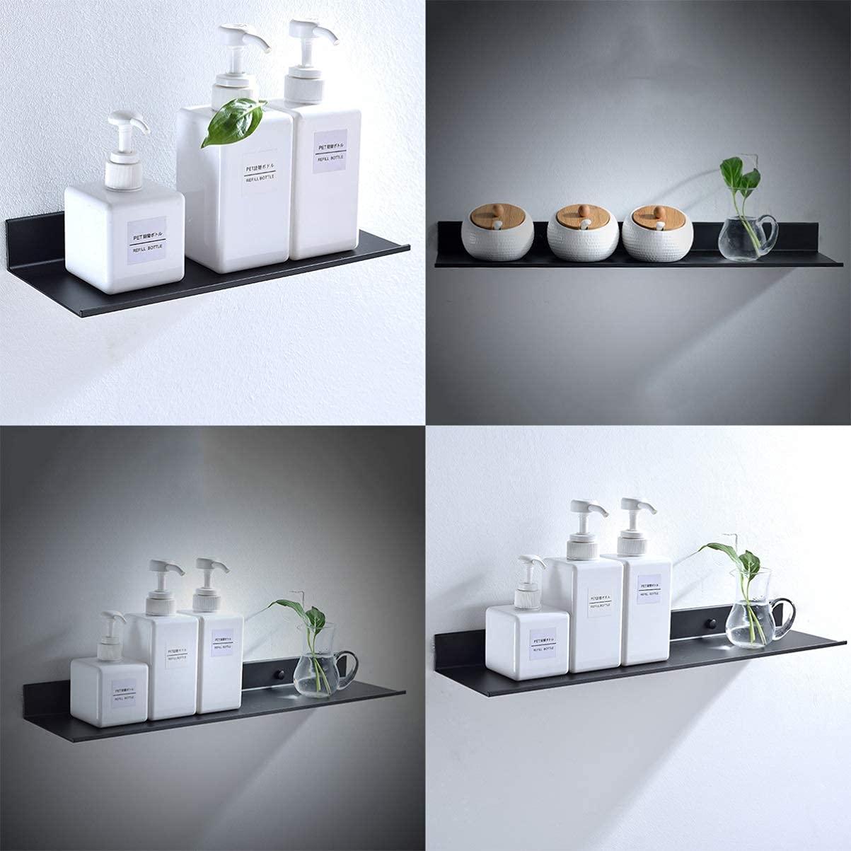 Yogi Enterprise Bathroom Self for Home Wall Mounted Heavy Duty Metal Shelving Invisible Book Shelf Organiser for Home,Office.Bedroom,Living Room,Study Room(Made in India)-with Screws-Black(Pack of 2)