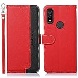 WANWO Arrows We ケース 手帳型 Arrows We F-51B FCG01 カバー 財布型 ストラップ付き [RFIDブロッキング] 高級PUレザー マグネット開閉式 カード収納 横置きスタンド機能 耐衝撃 人気 便利 おしゃれ レッド