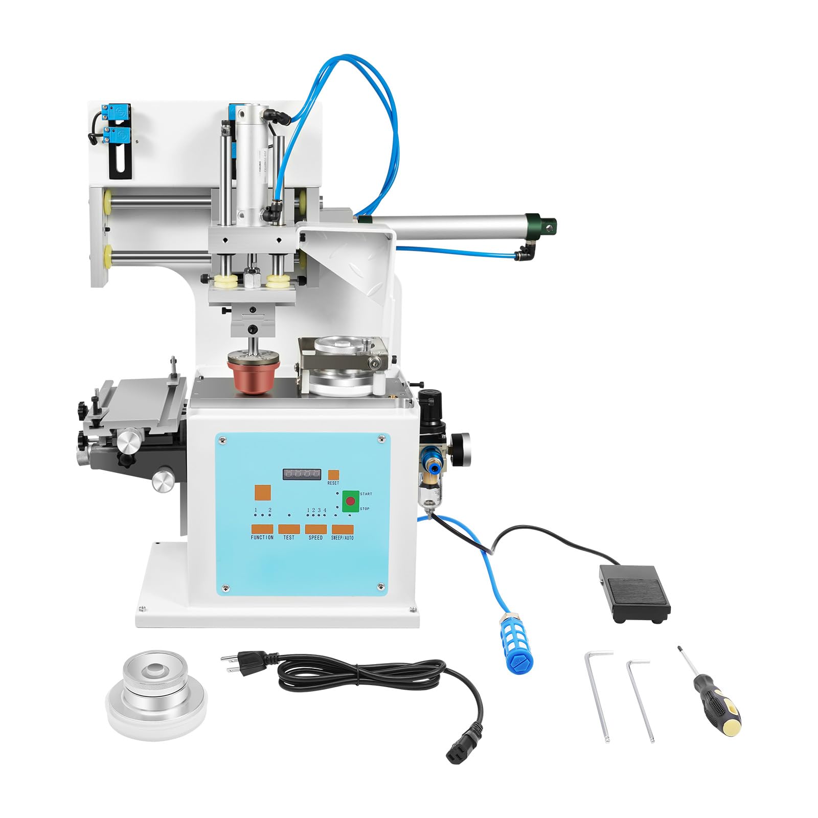 110V Semi-Automatic Cup Printing Machine Kit with Adjustable Workbench and Flexible Adhesive Head,Foot Switch Control,Cup Printer,Professional Pneumatics Cup Printing Machine for Sign Logo