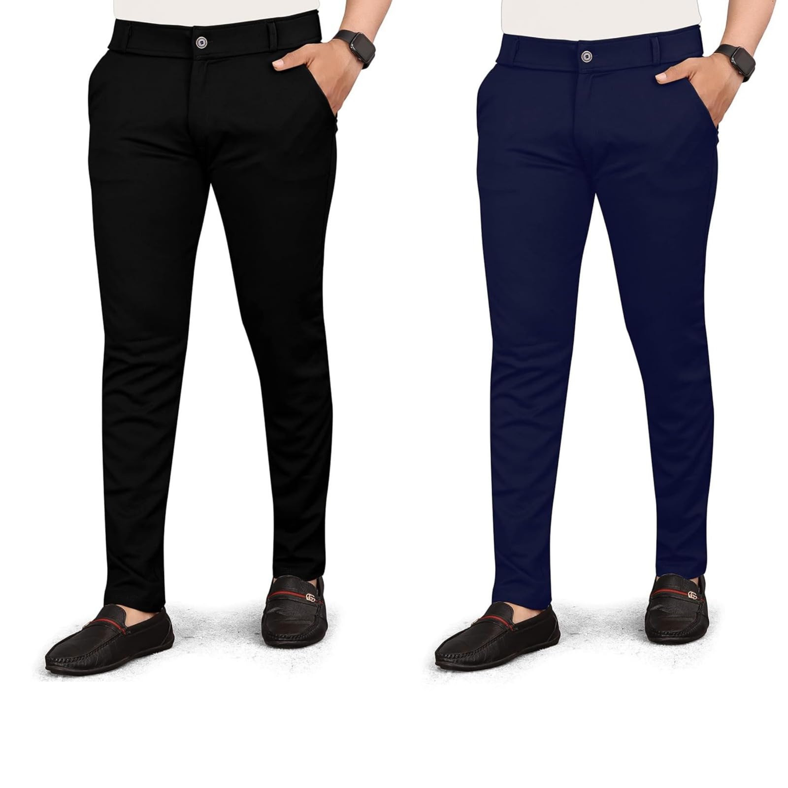 bhikadiya Men's Lycrablend Soild Slim Fit Casual Trouser Pant-picture-30