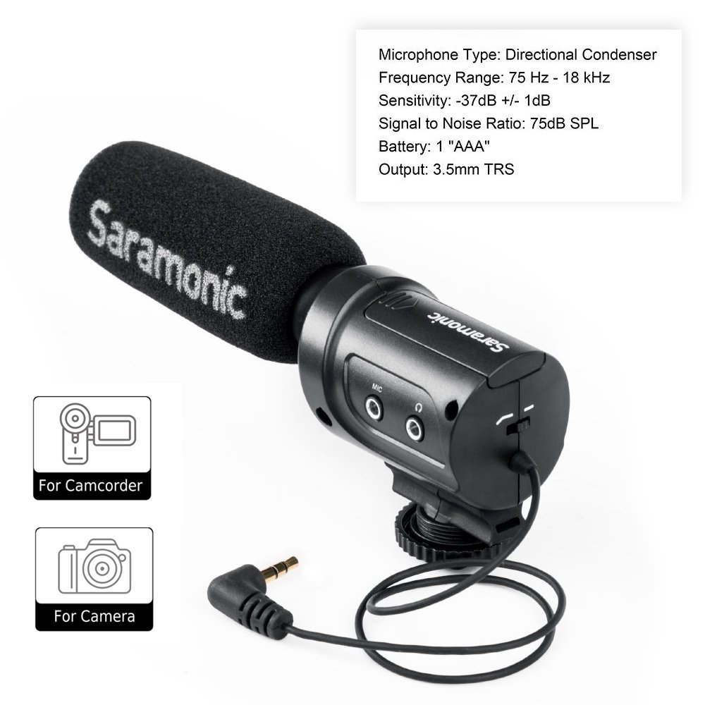 Amazon.com : Saramonic SR-M3 Mini Directional Condenser Microphone