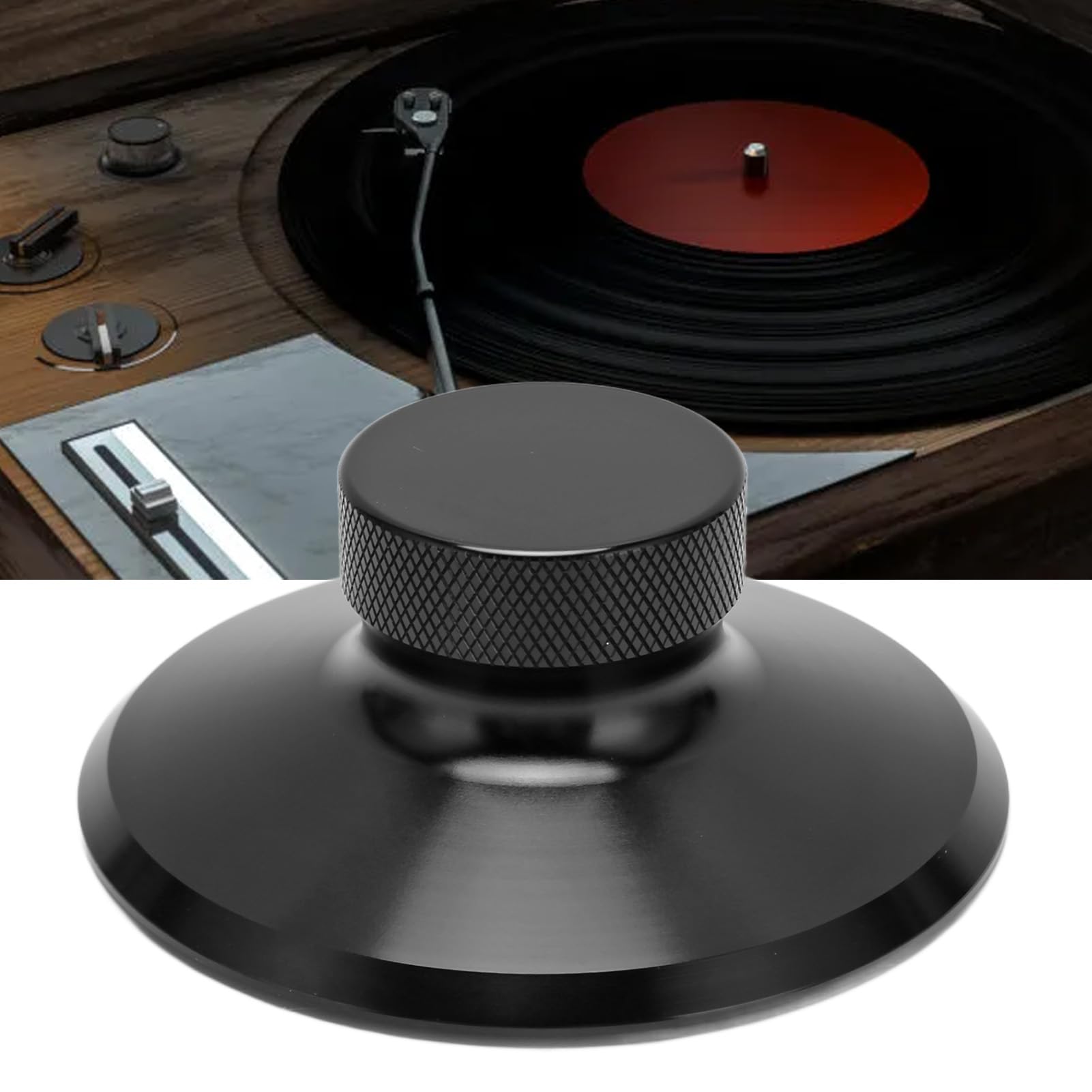 Stabilizzatore Per Giradischi In POM - Peso Morsetto Per LP Vinile, Riduce Vibrazioni, Universale Nero