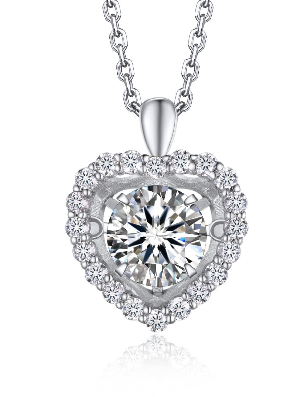 MomentWish Collana Donna Cuore, 1 Carato Collana argento 925 donna Collana Moissanite Diamanti Donna, VVS1 D Colore Ciondoli per Collana Regalo per Donne Fidanzata Festa Della Mamma