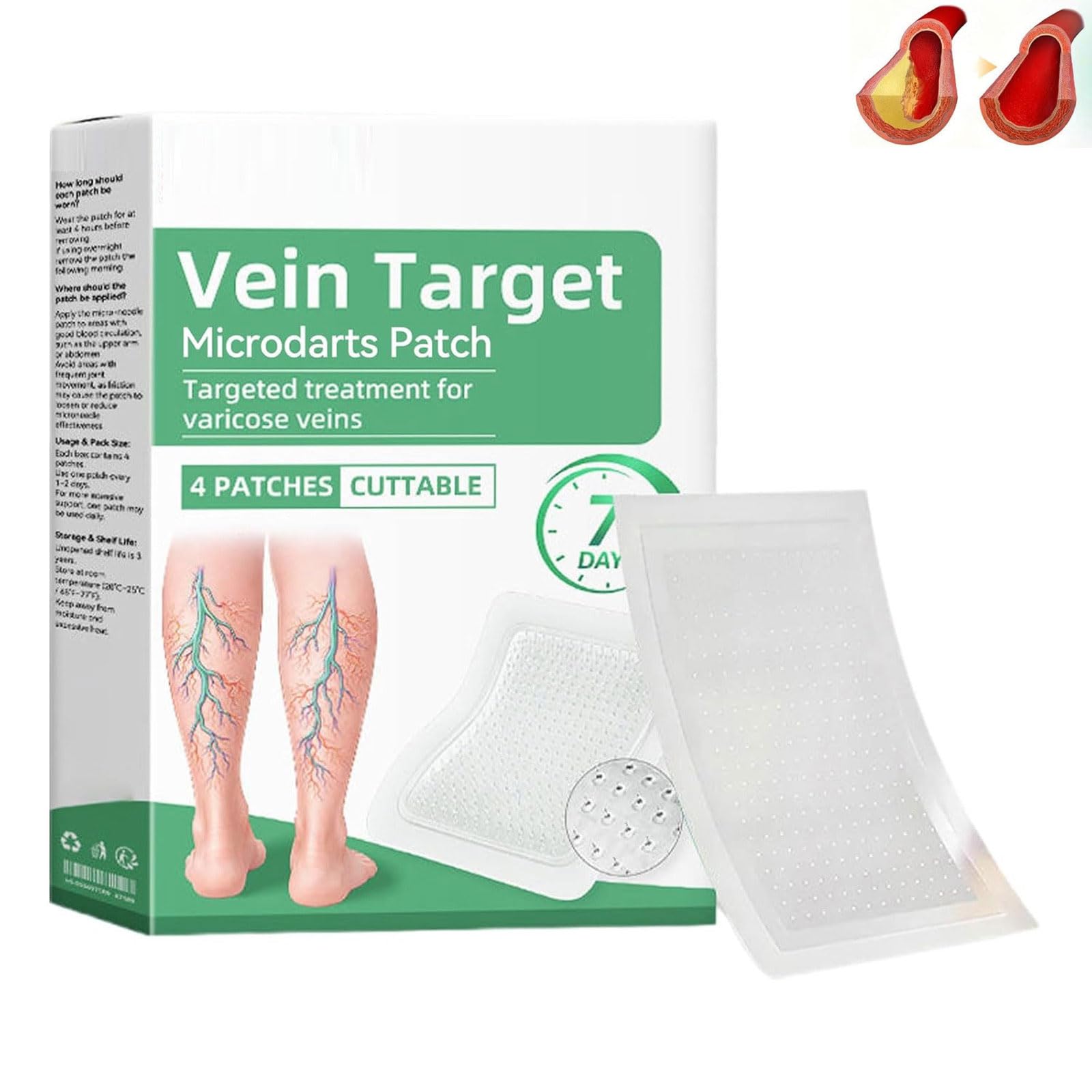 12 Unidades Target parche avanzado con para varices Parche con Microagujas para Venas Varicosas, Tratamiento Natural para Piernas, Apto para Todo Tipo de Piel (8PC+Verde) — view 10