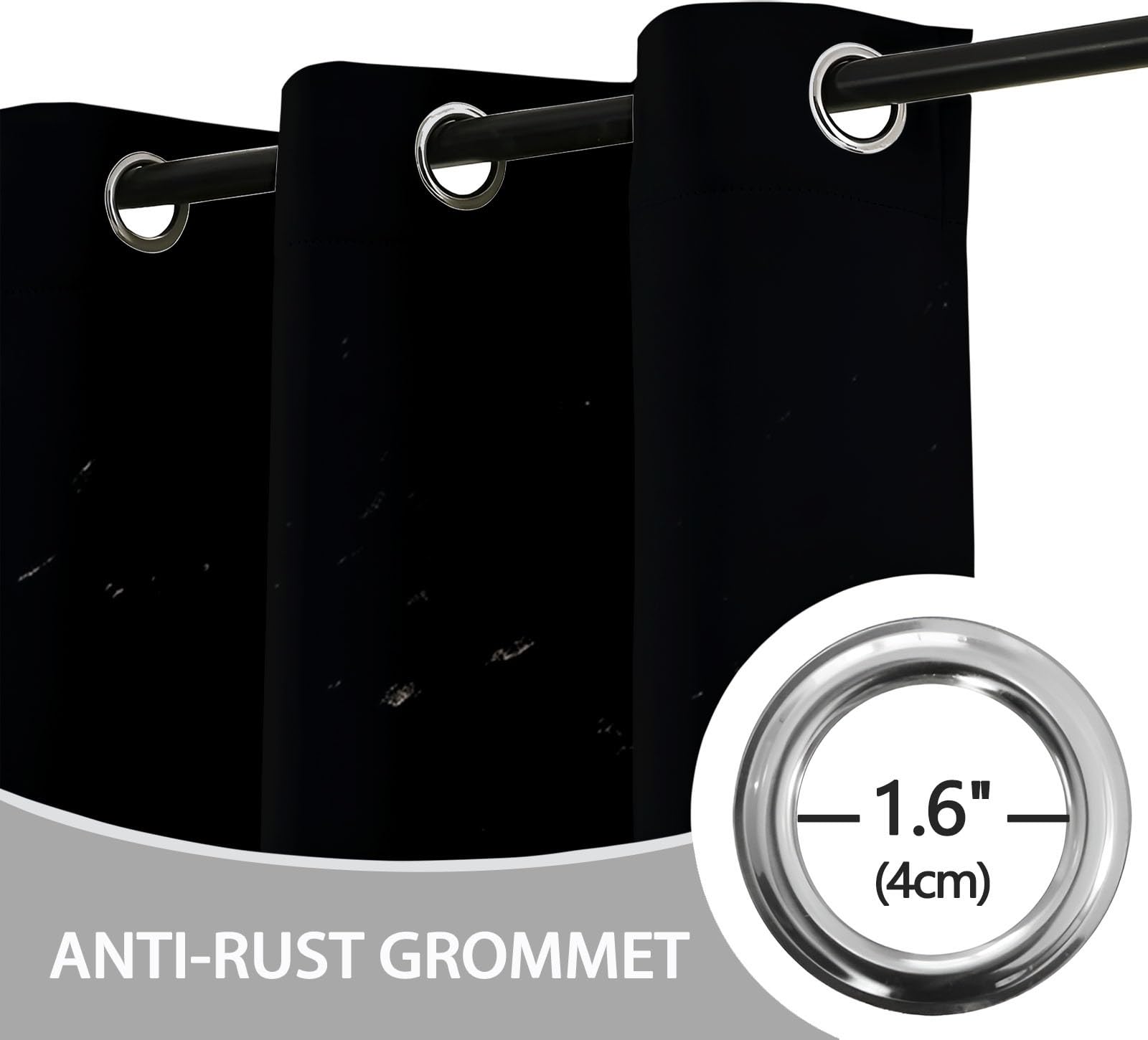 Rideaux Longs 140L X 260H cm (2 Panneaux), Notes De Musique Simples Imprimé, Tissu Occultant Épais pour Grand Salon et Loft, Noir
