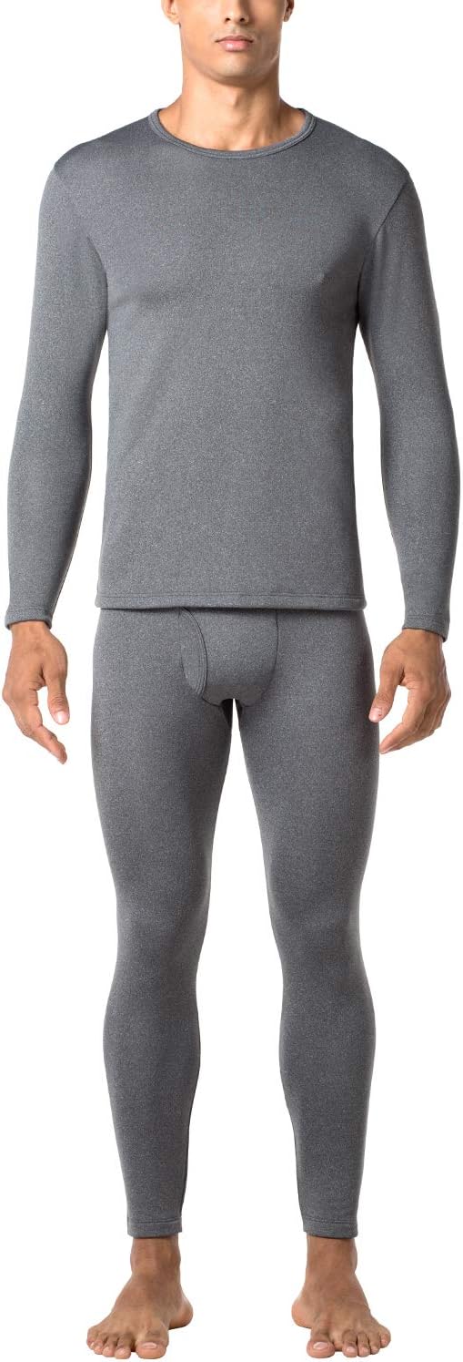 LAPASA Men's Fleece Lined Thermal Underwear Set, Light/Mid/Heavyweight Warm Long Sleeve Long Johns Top and Bottom, Base Layer Set M11/M57/M24