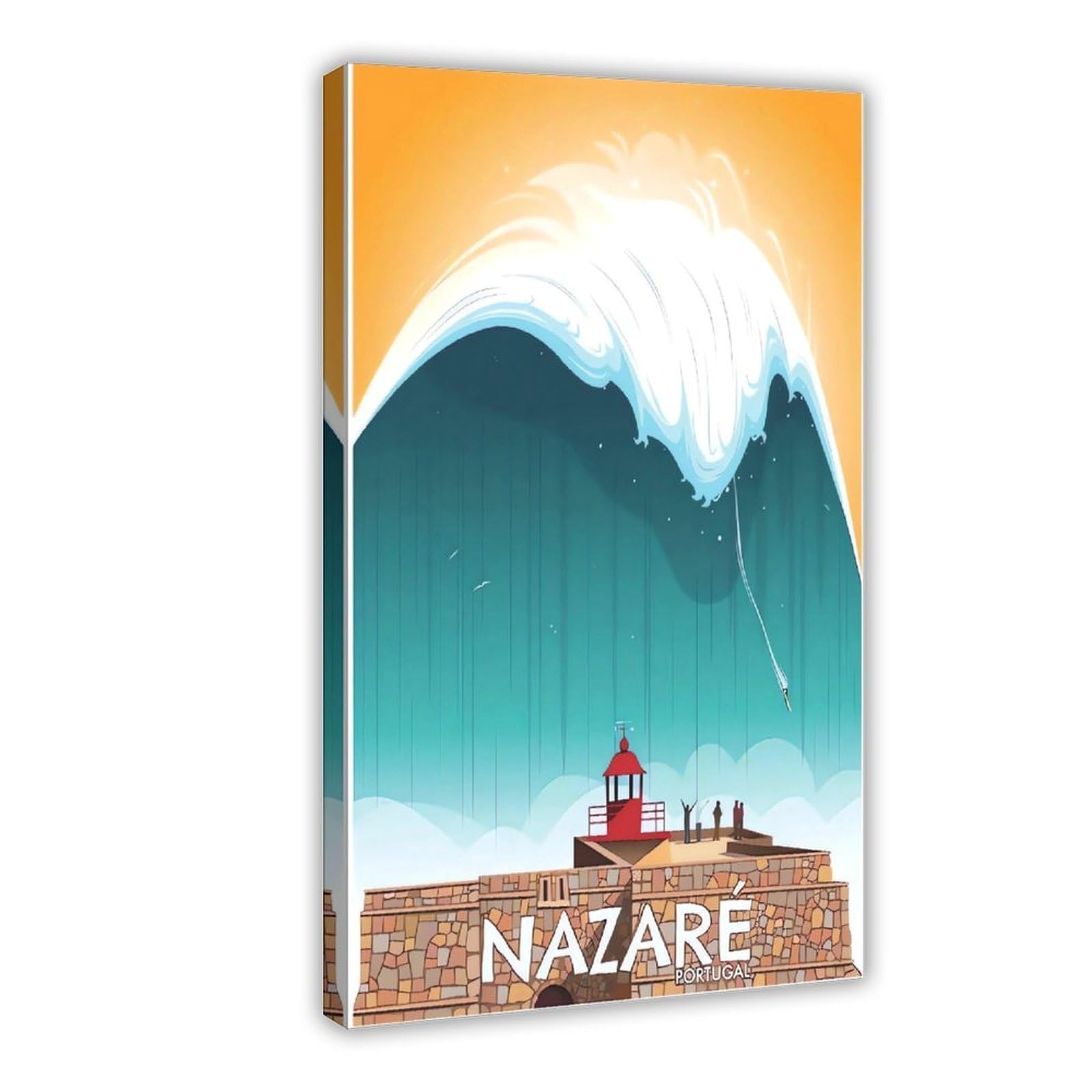 QNVJQKDSI Nazare Portugal Travel Vintage Canvas Poster Wall Art Decor Print Picture Paintings for Living Room Bedroom Decoration 20" L X 30" W