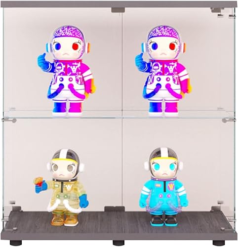 Miniatura 63 de Yoluckea Vitrina de cristal con 3 estantes con 2 puertas, vitrina de cristal transparente para sala de estar, dormitorio, 49.49 x 31.77 x 14.37