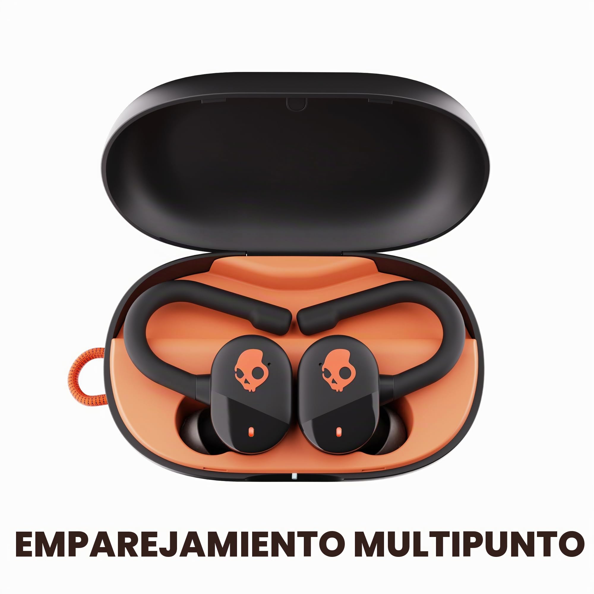 Skullcandy Push Play Active Auriculares In-Ear Inalámbricos, 34 h de Autonomía, Modo Stay-Aware, Micrófono, Compatibles con iPhone Android y Dispositivos Bluetooth. True Black/Orange