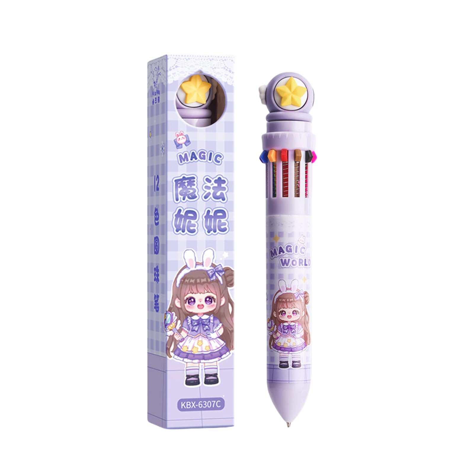 Xinsheinelry 0.5mm Multicoloured Pen Cartoon Animal Ballpoint Pen Writing Tool 10/12 in 1 Retractable Ballpoint School Supplies Cartoon Animal