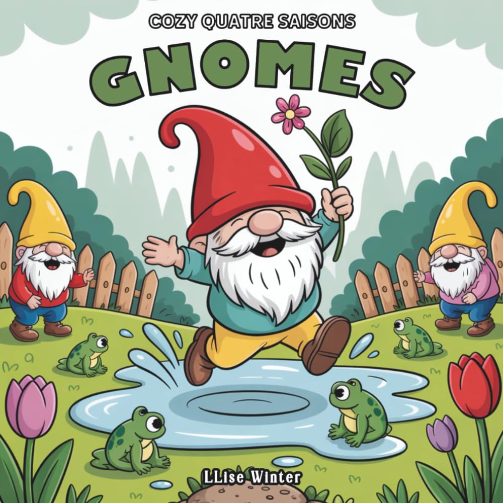 Gnomes - Cozy quatre saisons: 50 coloriages avec page de suivi (tracker) | Bilingue FR/EN | Faciles et relaxants