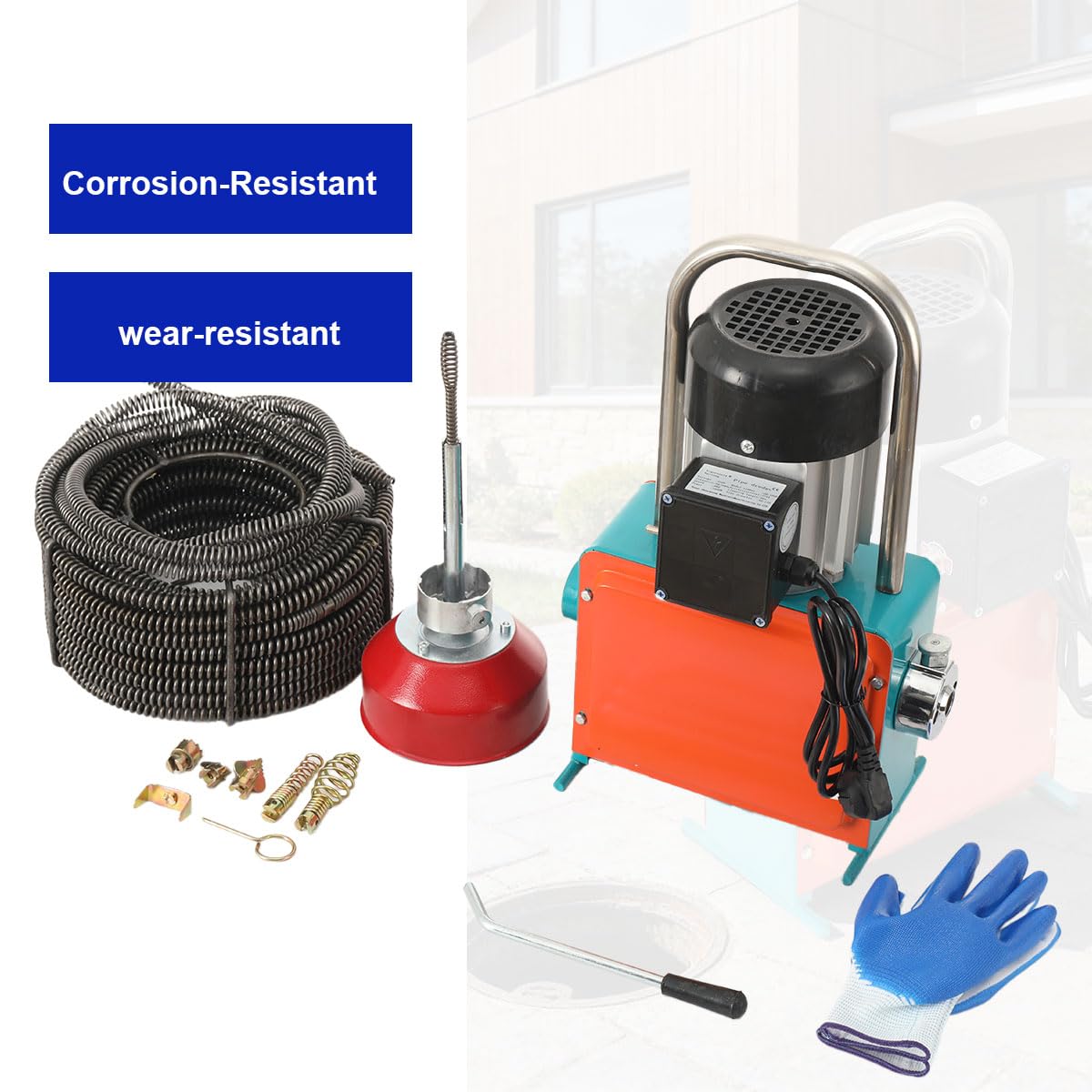 Rohrreinigungsmaschine Elektrische Rohrreinigungsspirale 20m 1000W | Rohrreinigungsgerät Kanalreinigungsmaschine mit 39.4ft Feder Rohrreiniger Satz für Rohr-Durchmesser 20mm-150mm