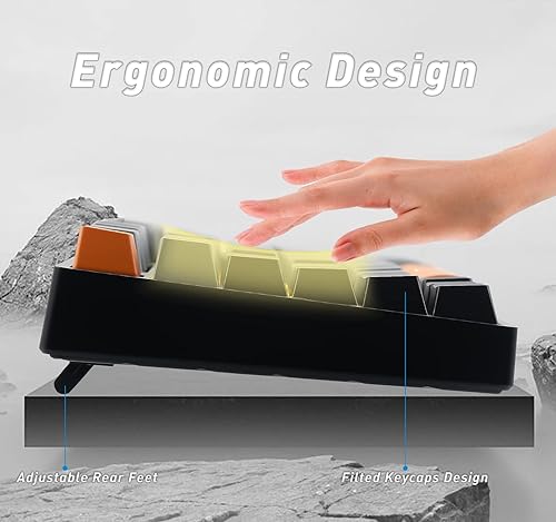 Miniatura 3 de E-YOOSO Z-14 - Teclado mecánico para juegos de 104 teclas, interruptor rojo de tamaño completo, teclado mecánico retroiluminado amarillo sólido para
