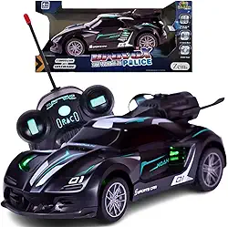 Carrinho Brinquedo Com Controle Remoto que Solta Fumaça e Luzes da Sirene (Preto)