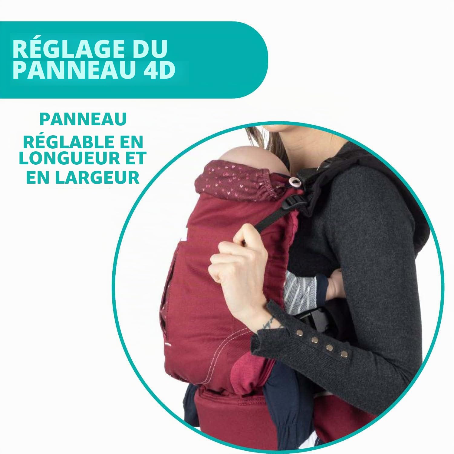 Chicco Myamaki Fit Porte-Bébé Physiologique et Multi-Position, Soutien du Dos et de la Nuque - de la Naissance à 15 kg - Burgundy Powder