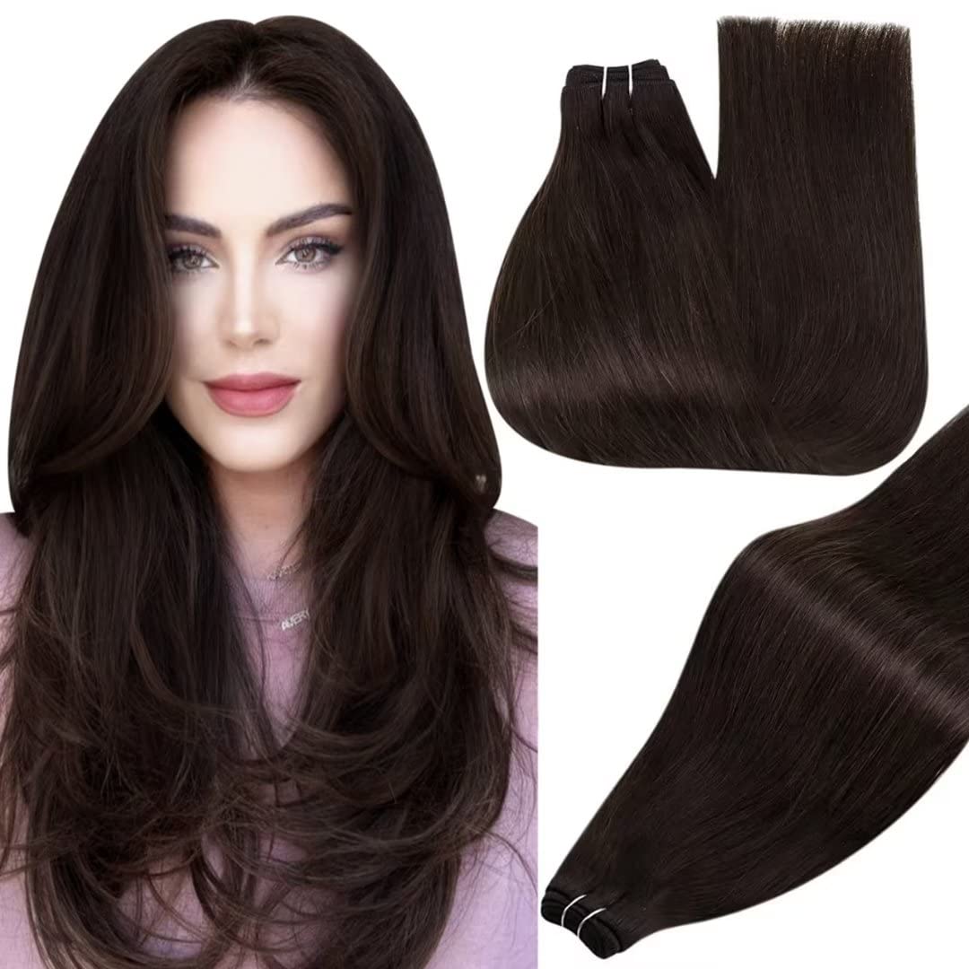 Hetto Echthaar Tressen Haarverlangerung Braun Tressen Extensions Remy Echthaar Haartressen ...