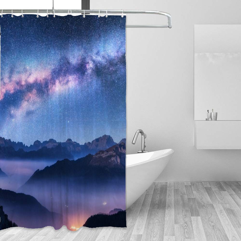 Rideau de douche anti moisissure violet ciel étoilé imperméable