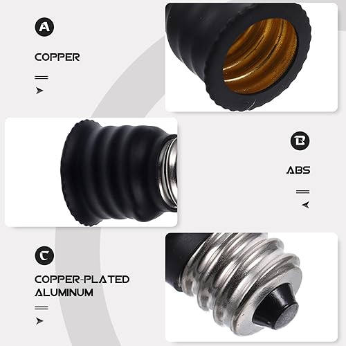 Miniatura 8 de Didiseaon Adaptador de bombilla E12 a E14, soporte de convertidor de enchufes de luz para ventiladores de techo de candelabro, lámpara colgante