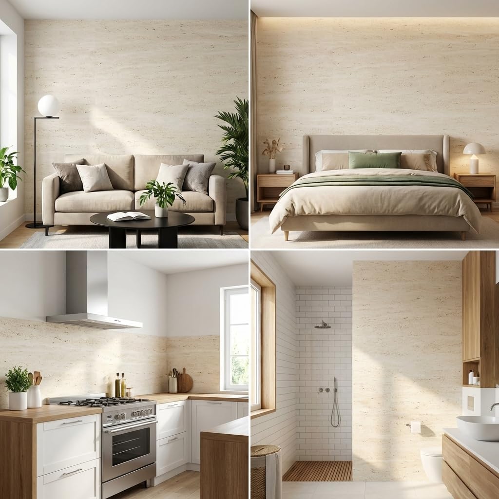 3D Wall Panels Peel and Stick – 15.74" x 236" PVC Faux Texture Wall Covering, Self Adhesive Waterproof DIY Accent Wall for Living Room, Bedroom, Sofa Background & Kitchen Backsplash, Covers 25.8 sq.ft