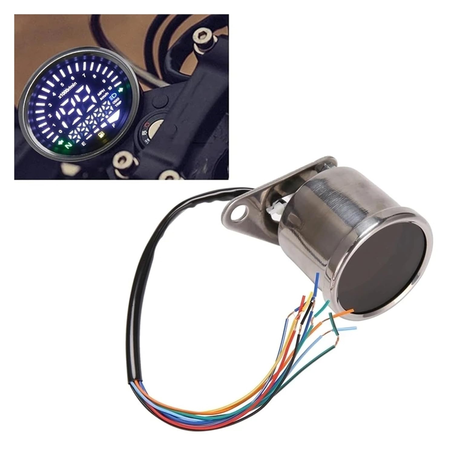 Motorcycle Speedometer Tachometer Universal 12V Motorcycle Meter Speedometer Digital Odometer 199KM/H Round Shap Speed Meter Display