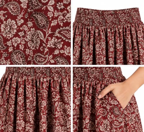 Image of Women's Printed Viscose Crepe Flared Palazzo Pants with Pockets | Elastic Waist | Full Length | Casual | Free Size