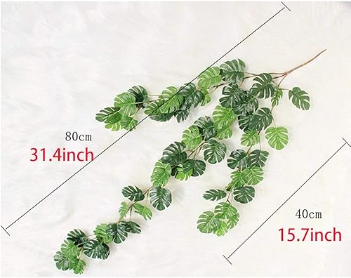 Miniatura 5 de Plantas artificiales de 2.6 pies, hojas de palmera falsas, enredaderas, guirnalda tropical, hiedra falsa, frente de palma, plantas colgantes,