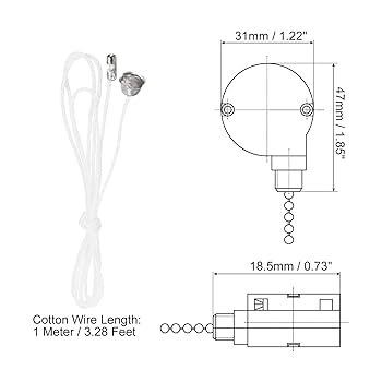 chiconun13-15 MECCANIXITY Ceiling Fan Switch 3 Speed 4 Wire, ZE-208S