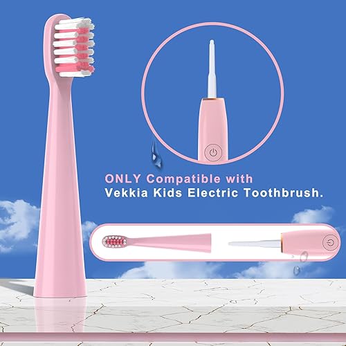 Miniatura 2 de 10 cabezales de repuesto para cepillos de dientes compatibles con Vekkia Kids Pink Unicorn Electric Toothbrush, suave y cómodo para dientes y encías