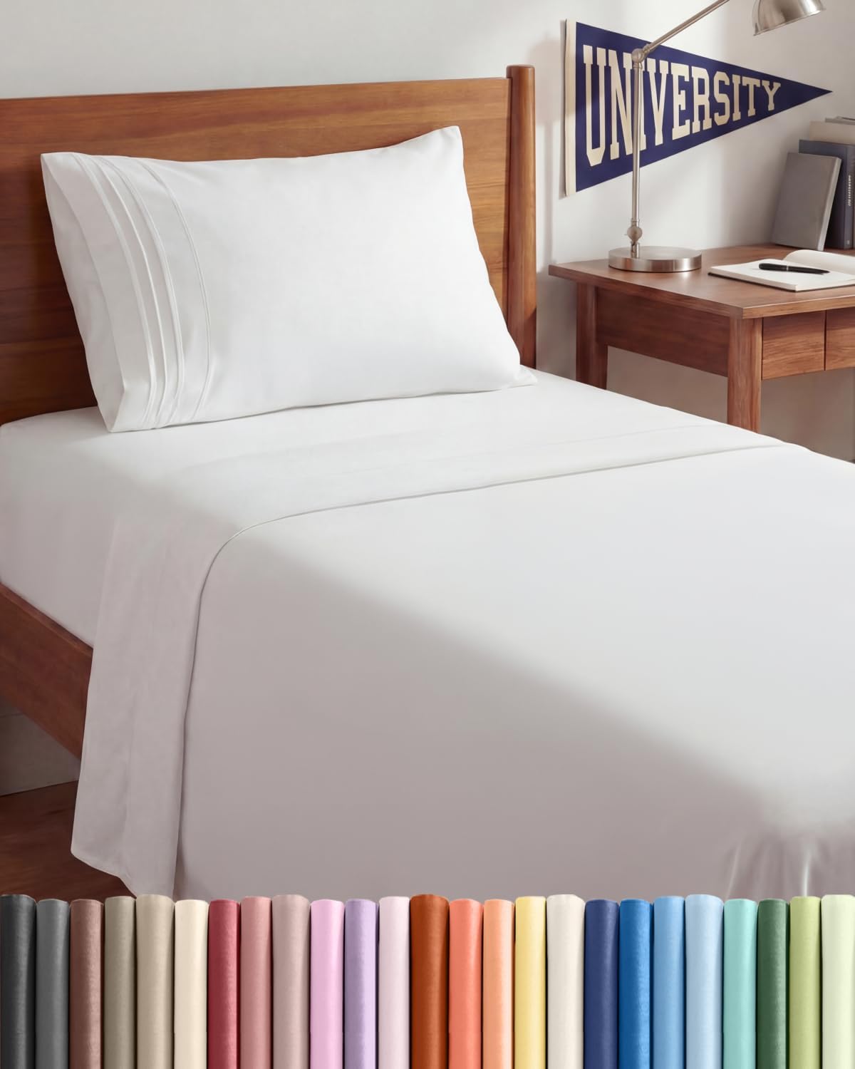 Twin XL Size 3 Piece Sheet Set - Comfy Breathable & Cooling Sheets - Hotel Luxury Bed Sheets for Women & Men - Deep Pockets, Easy-Fit, Extra Soft & Wrinkle Free Sheets - White Oeko-Tex Bed Sheet Set