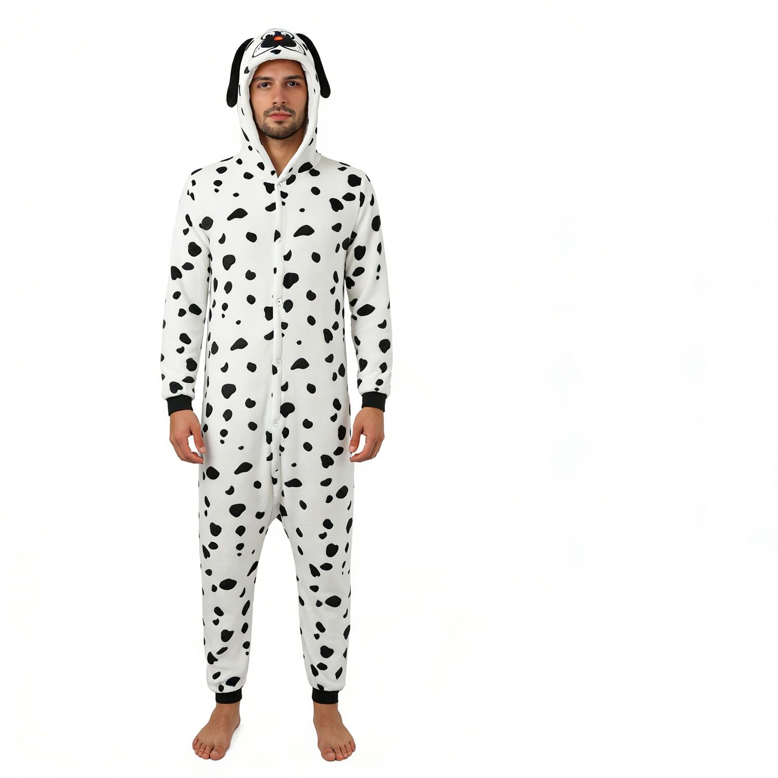 Combinaison Adulte à Imprimé Dalmatien Unisexe Animal Une Pièce Pyjama Costume de Carnaval Cosplay Vêtements de Maison pour Décontracté Confortable Chaud