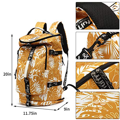 Gym Duffle Bag Backpack 4-Way Waterproof With Shoes Compartment For Travel Sport Hiking Laptop (Mustard Yellow) Xl #TOP1