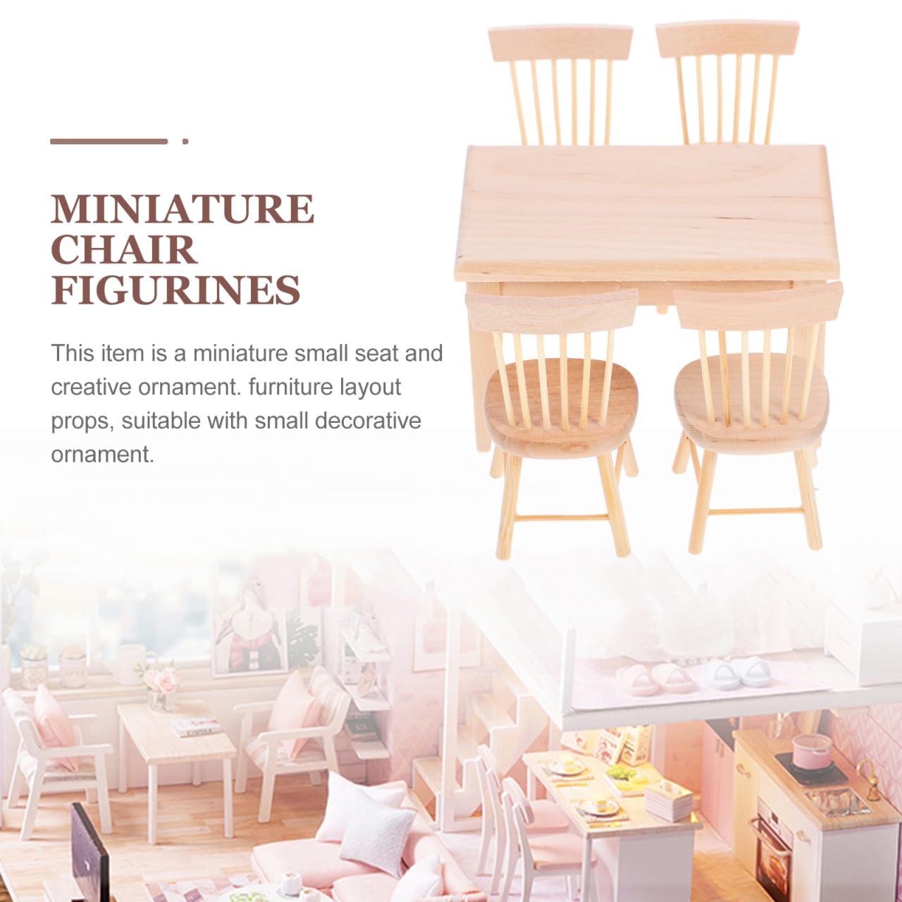 ibasenice Mini Meuble Maison De Poupée Siège en Bois Mobilier Maison Poupée pour Micro Décors Accessoires De en Bois Ornement De Bureau Et Photo