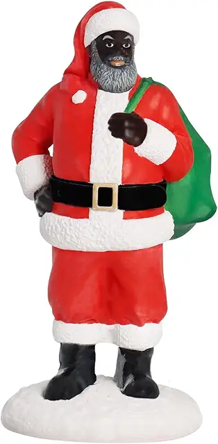 Black Santa Figurine - Collectible Christmas Statue for Holiday Decor