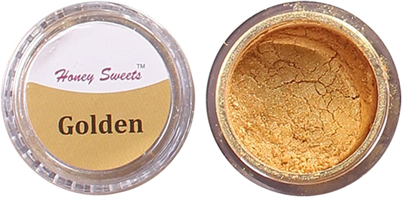 Honey Sweets Edible Luster Dust for Painting on Cakes and Chocolates | Glittering Shiner Dust | (4.25 Grams, Golden)