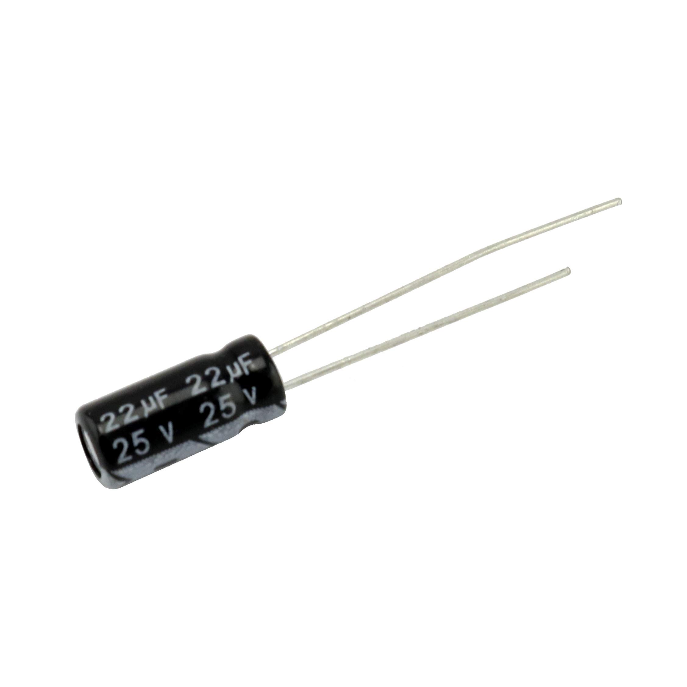 100 Condensatori Elettrolitici Nippon Chemi-Con &ndash; 22uF 25V, Radiali 5x11mm, Lunga Durata