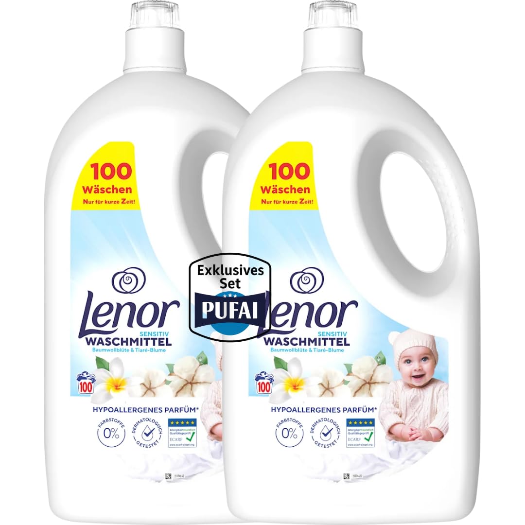 Vollwaschmittel Sensitiv – Flüssigwaschmittel – 100 WL – 4500 ml – 2er Pack – Sanfte Reinigung für empfindliche Wäsche